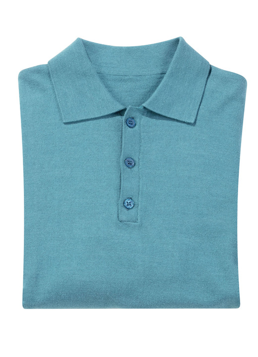 Hemden, Pullover & Shirts - Polopullover mit kurzer Knopfleiste in 4 Farben, in Größe L(52/54) bis XXL(60/62), in Farbe GRAU MELIERT Ansicht 2
