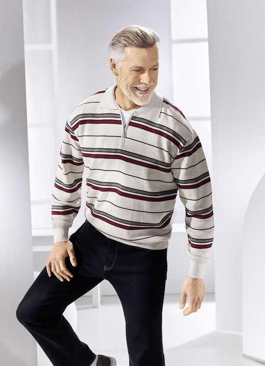 Hemden, Pullover & Shirts - Polopullover mit kurzem Reißverschluss in 2 Farben Ansicht 3 Hemden, Pullover & Shirts - Polopullover mit kurzem Reißverschluss in 2 Farben, in Größe 046 bis 062, in Farbe MARINE Ansicht 3