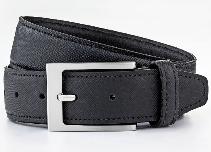 Accessoires - Klassischer Herren-Gürtel aus Leder, 3,5 cm breit Accessoires - Klassischer Herren-Gürtel aus Leder, 3,5 cm breit, in Größe 110 bis 130, in Farbe SCHWARZ
