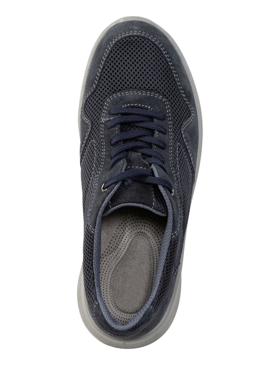 Slipper & Schnürschuhe - Schnürschuh aus Veloursleder und Textilmaterial, in Größe 040 bis 046, in Farbe DUNKELBLAU Ansicht 2
