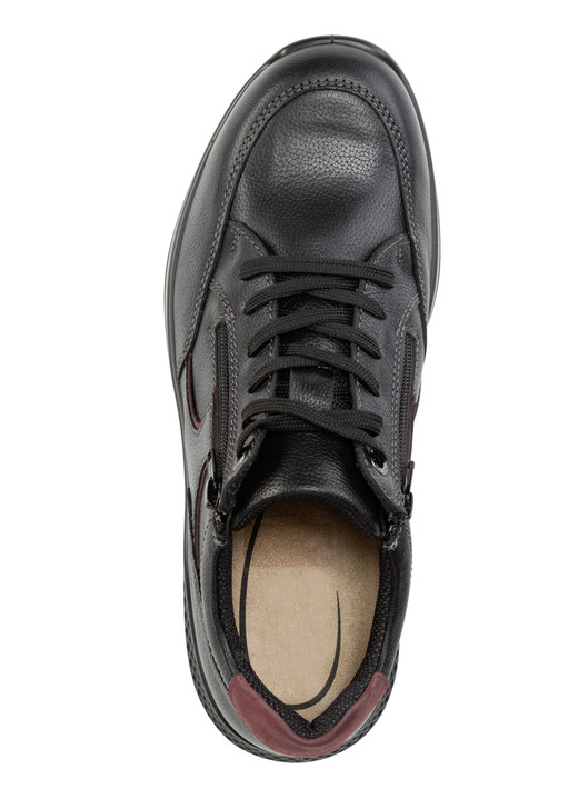 Slipper & Schnürschuhe - Schnürschuh aus Nappaleder mit Nubukleder-Besätzen, in Größe 040 bis 046, in Farbe SCHWARZ-BORDEAUX Ansicht 2