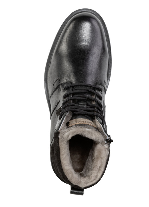 Stiefeletten - Schnür-Stiefel mit echtem Lammfellfutter, in Größe 040 bis 046, in Farbe SCHWARZ Ansicht 2