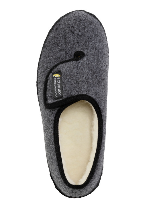 Mode - Gefütterte Herren-Hausschuhe, mit Schurwolle, in Größe 040 bis 046, in Farbe ANTHRAZIT-SCHWARZ Ansicht 2