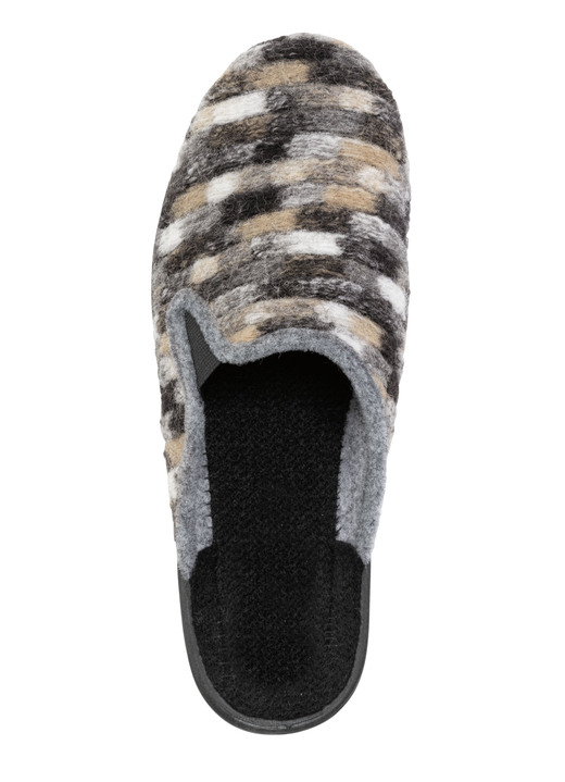 Hausschuhe - Pantoffel aus gemustertem Textilmaterial, in Größe 040 bis 046, in Farbe GRAU-MULTICOLOR Ansicht 2