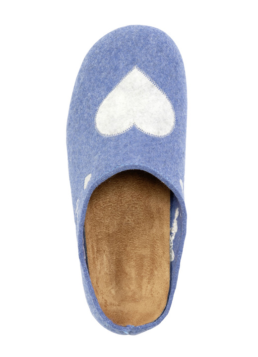 Hausschuhe - Laurina, klassische Damen-Hausschuhe, mit herausnehmbarem Fußbett, in Größe 035 bis 041, in Farbe KORNBLAU Ansicht 2