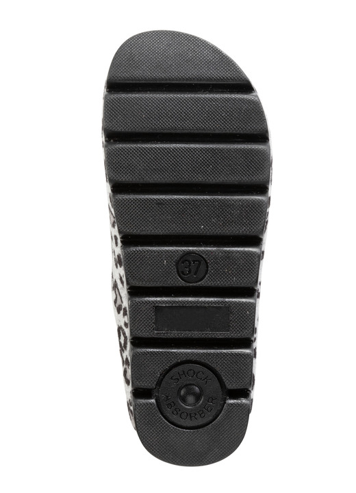 Hausschuhe - Laurina Pantoffel aus bedrucktem Filz, in Größe 036 bis 042, in Farbe GRAU-SCHWARZ Ansicht 3