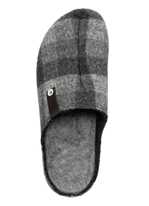 Hausschuhe - Laurina Pantoffel aus kariertem Textilmaterial, in Größe 036 bis 042, in Farbe GRAU Ansicht 2