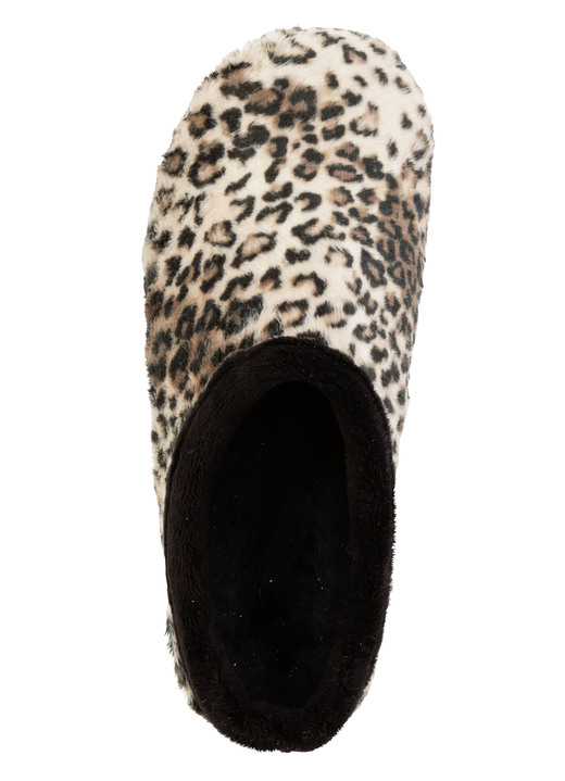 Hausschuhe - Laurina, trendige Damen-Hausschuhe, mit Leoparden-Dessin, in Größe 035 bis 041, in Farbe BRAUN-SCHWARZ Ansicht 2