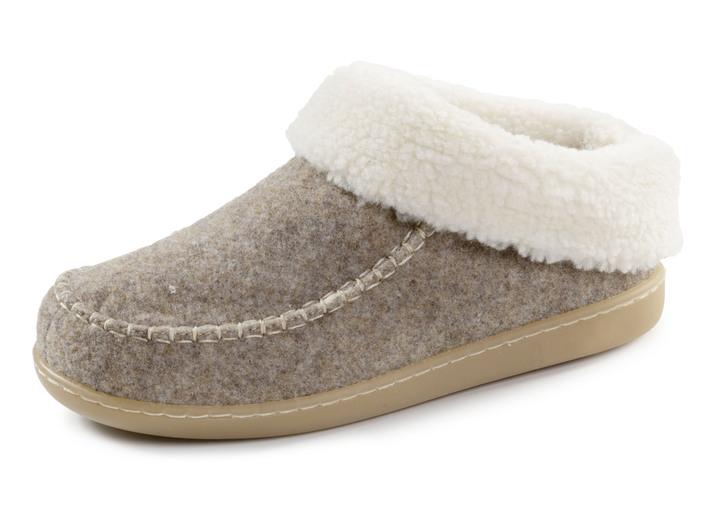 Hausschuhe - Laurina Hausschuh mit kuscheligem Plüschkragen, in Größe 036 bis 042, in Farbe MARINE Ansicht 4