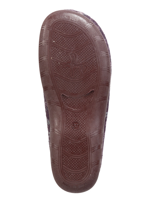 Hausschuhe - Laurina Pantoffel aus floral bedrucktem Filzmaterial, in Größe 036 bis 042, in Farbe AUBERGINE Ansicht 3