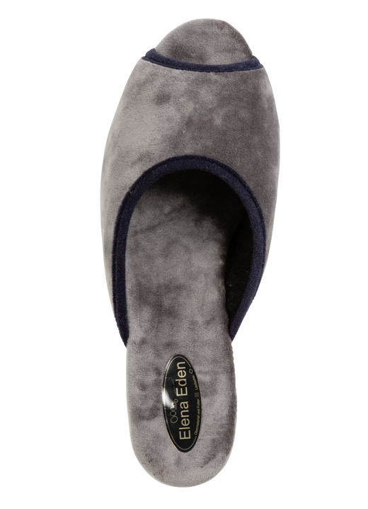 Hausschuhe - ELENA EDEN Samt-Pantolette mit Kontrast-Einfassung, in Größe 035 bis 041, in Farbe BLAU Ansicht 5