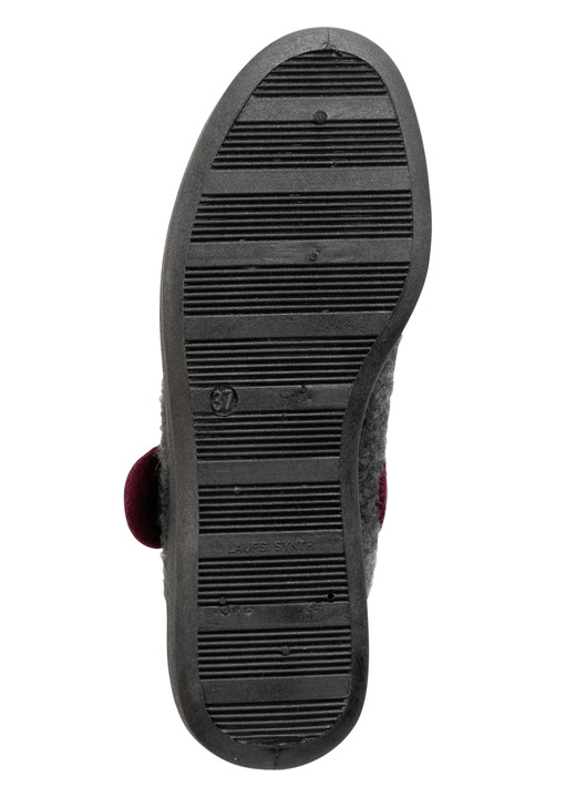 Hausschuhe - Spangenschuh aus weichem Filz, in Größe 036 bis 042, in Farbe GRAU Ansicht 3