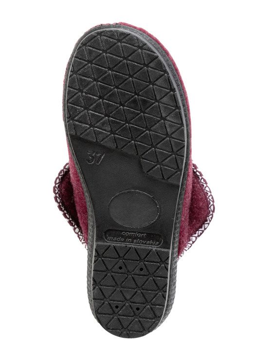 Hausschuhe - Warme Damen-Hausschuhe, Weite H, mit Wolle, in Größe 036 bis 042, in Farbe BORDEAUX Ansicht 3