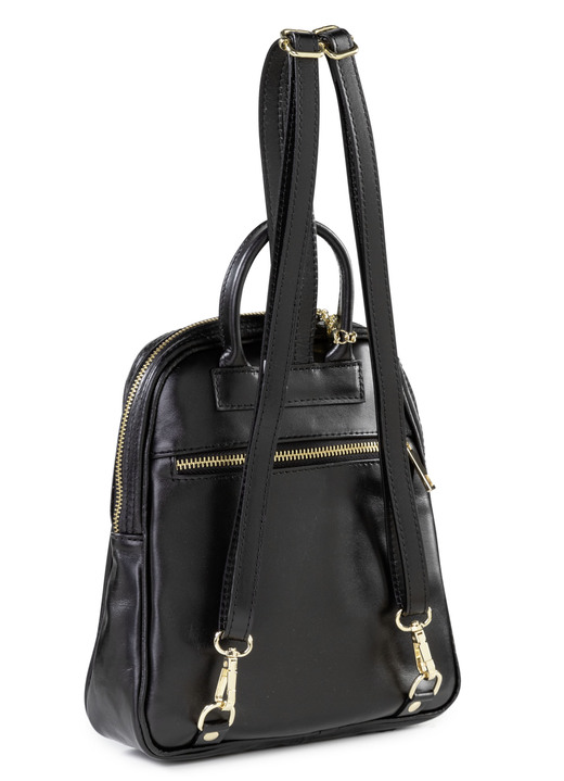 - Laurina Kalbleder-Rucksack in angesagtem Dessin, in Farbe SCHWARZ Ansicht 2