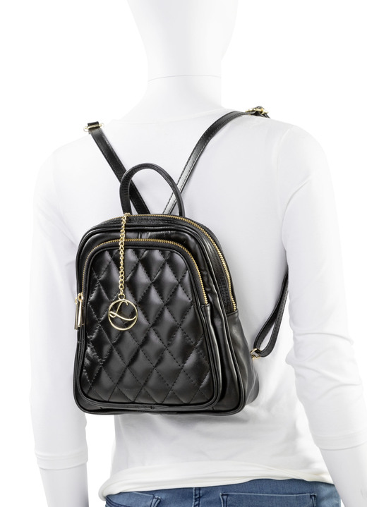 - Laurina Kalbleder-Rucksack in angesagtem Dessin, in Farbe SCHWARZ Ansicht 3