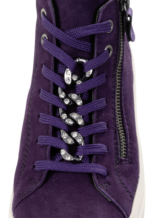 Komfortschuhe - Remonte Bootie mit funkelnder Zierkette an der Schnürung, in Größe 036 bis 042, in Farbe LILA Ansicht 4