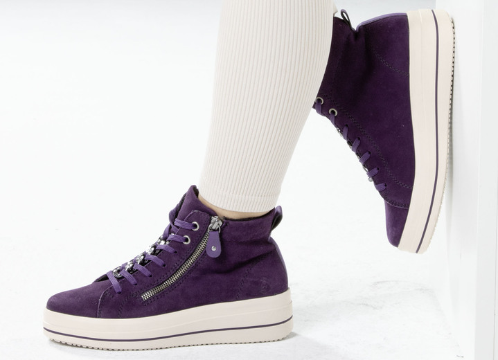 Komfortschuhe - Remonte Bootie mit funkelnder Zierkette an der Schnürung, in Größe 036 bis 042, in Farbe LILA Ansicht 5