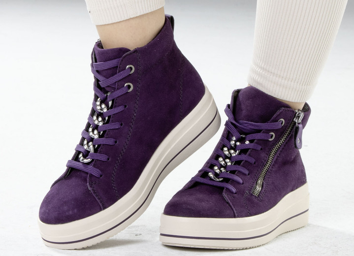 Komfortschuhe - Remonte Bootie mit funkelnder Zierkette an der Schnürung, in Größe 036 bis 042, in Farbe SCHWARZ Ansicht 11