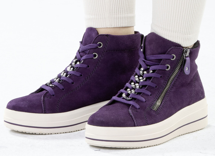 Komfortschuhe - Remonte Bootie mit funkelnder Zierkette an der Schnürung, in Größe 036 bis 042, in Farbe SCHWARZ Ansicht 12