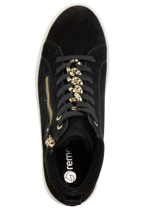 Komfortschuhe - Remonte Bootie mit funkelnder Zierkette an der Schnürung, in Größe 036 bis 042, in Farbe SCHWARZ Ansicht 2