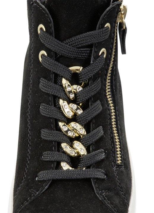 Komfortschuhe - Remonte Bootie mit funkelnder Zierkette an der Schnürung, in Größe 036 bis 042, in Farbe SCHWARZ Ansicht 4