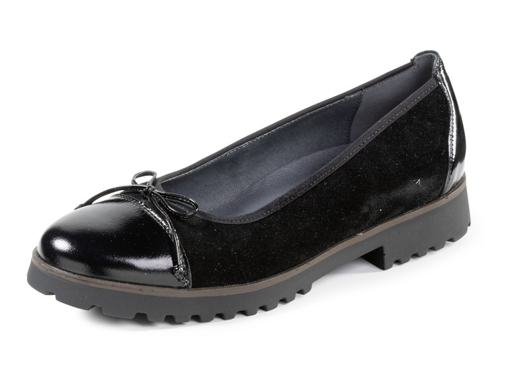Komfortschuhe - Waldläufer, elegante Damen-Ballerinas, Weite H, mit herausnehmbarem Fußbett, in Größe 3 1/2 bis 8, in Farbe SCHWARZ Ansicht 1