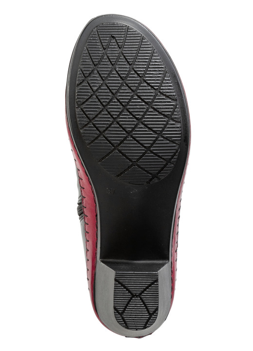 Komfortschuhe - Gemini Stiefelette aus Rind-Nappaleder mit Kontraststreifen, in Größe 036 bis 042, in Farbe SCHWARZ-ROT-LILA Ansicht 3