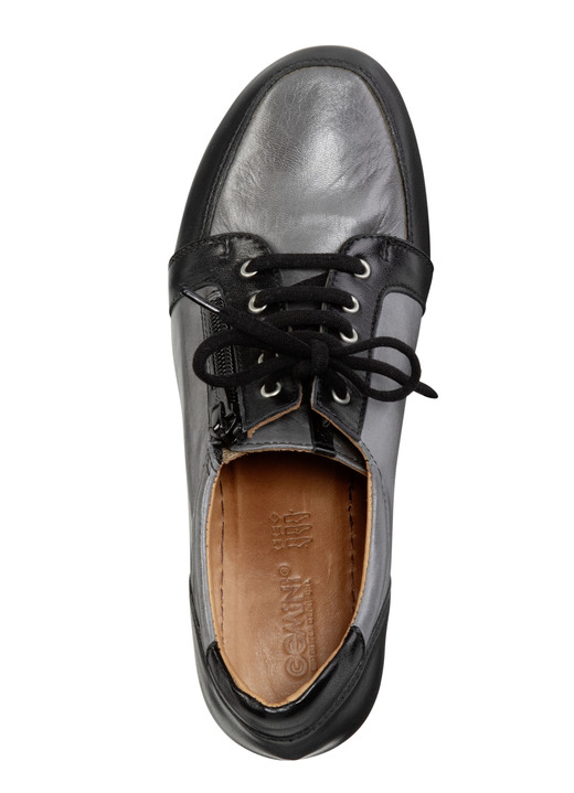 Komfortschuhe - Gemini Schnür-Trotteur aus teilweise schattiertem Nappaleder, in Größe 036 bis 042, in Farbe GRAU-SCHWARZ Ansicht 2