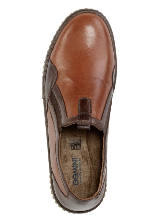 Komfortschuhe - Gemini Slipper aus schattiertem Rind-Nappaleder, in Größe 036 bis 042, in Farbe COGNAC-MOKKA Ansicht 2