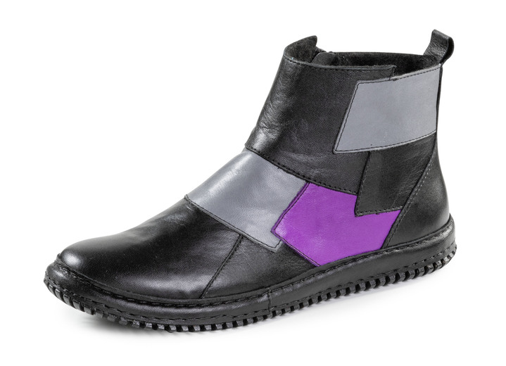 Komfortschuhe - Gemini Bootie im Patchwork-Stil, in Größe 036 bis 042, in Farbe SCHWARZ-BUNT Ansicht 1