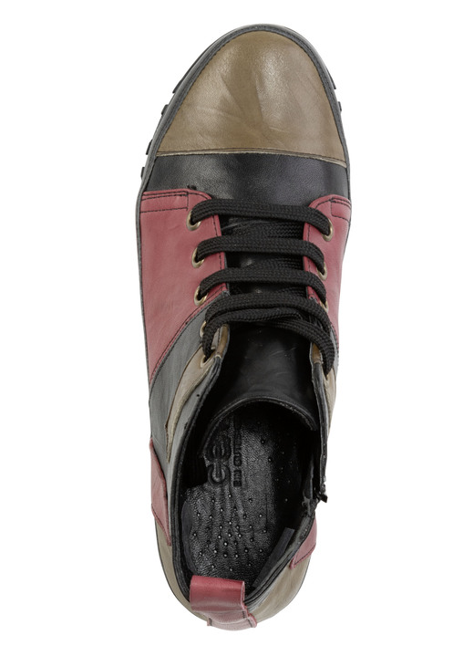 Komfortschuhe - Gemini Schnür-Bootie mit Knitter-Struktur, in Größe 036 bis 042, in Farbe SCHWARZ-ROT-GRÜN Ansicht 2