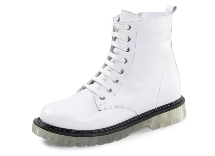 Komfortschuhe - Gemini Schnür-Stiefelette aus weichem Rind-Nappaleder, in Größe 036 bis 042, in Farbe WEISS Ansicht 1