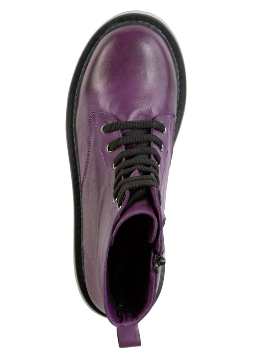Komfortschuhe - Gemini Schnür-Stiefelette aus weichem Rind-Nappaleder, in Größe 036 bis 042, in Farbe LILA Ansicht 2