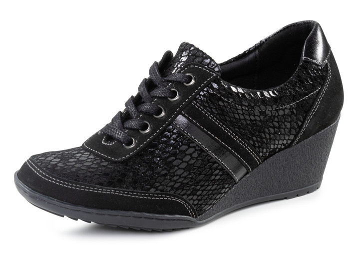 Komfortschuhe - ELENA EDEN Schnürschuh mit Nappaleder-Besätzen, in Größe 036 bis 042, in Farbe SCHWARZ Ansicht 1