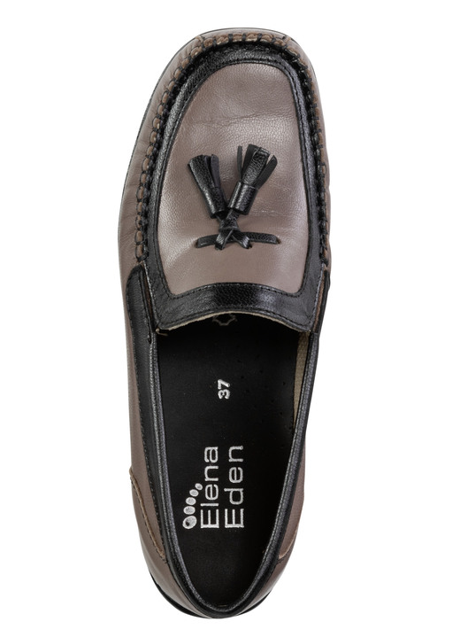 Slipper & Schnürschuhe - ELENA EDEN, klassische Damen-Slipper, mit herausnehmbarem Fußbett, in Größe 036 bis 042, in Farbe TAUPE-SCHWARZ Ansicht 2