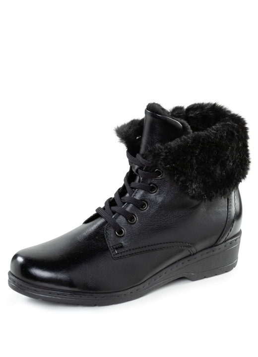 Stiefel & Stiefeletten - ELENA EDEN Schnür-Stiefelette mit umschlagbarem Lammfellkragen, in Größe 036 bis 042, in Farbe SCHWARZ Ansicht 2