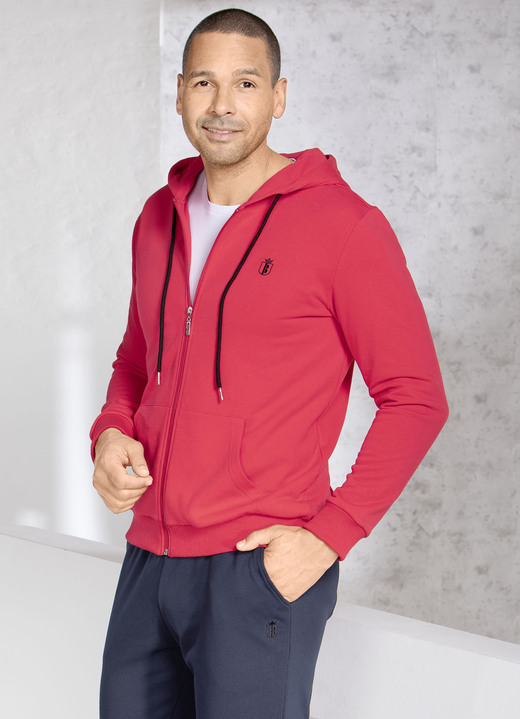 Sport- & Freizeitmode - Kapuzenjacke in 5 Farben, in Größe 3XL (64/66) bis XXL (60/62), in Farbe DUNKELGRAU MELIERT Ansicht 2