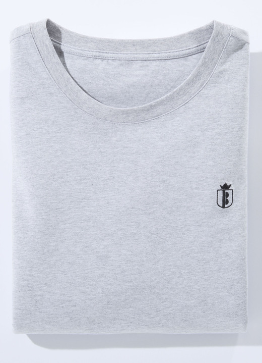 Sport- & Freizeitmode - Doppelpack Shirt in 4 Farben , in Größe 3XL (64/66) bis XXL (60/62), in Farbe 1x WEIß 1x HELLGRAU MELIERT Ansicht 1
