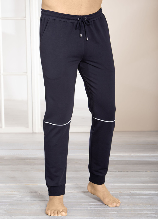 Freizeitmode & Bademäntel - Hose mit Zierpaspel, in Größe 024 bis 062, in Farbe MARINE Ansicht 1