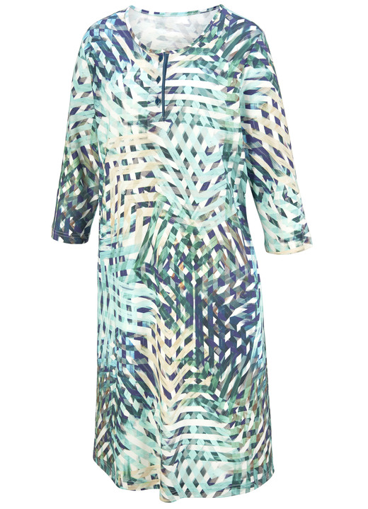 Nachthemden - Nachthemd, knielang mit Knopfleiste , in Größe 036 bis 054, in Farbe TÜRKIS-PETROL-BUNT Ansicht 2