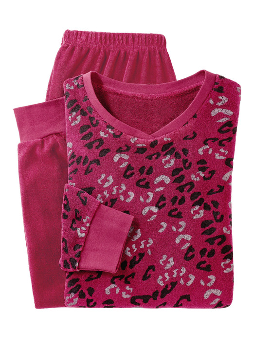 Schlafanzüge & Shortys - Frottierstretch Schlafanzug mit Rundhals und Bündchen, in Größe 032 bis 050, in Farbe KOBALTBLAU-SCHWARZ-SAND Ansicht 5