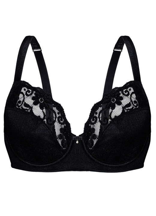 Bügel-BH - Sassa Bügel-BH mit elastischer Spitze, in Größe 075 bis 100, in Cup B, in Farbe SCHWARZ Ansicht 3