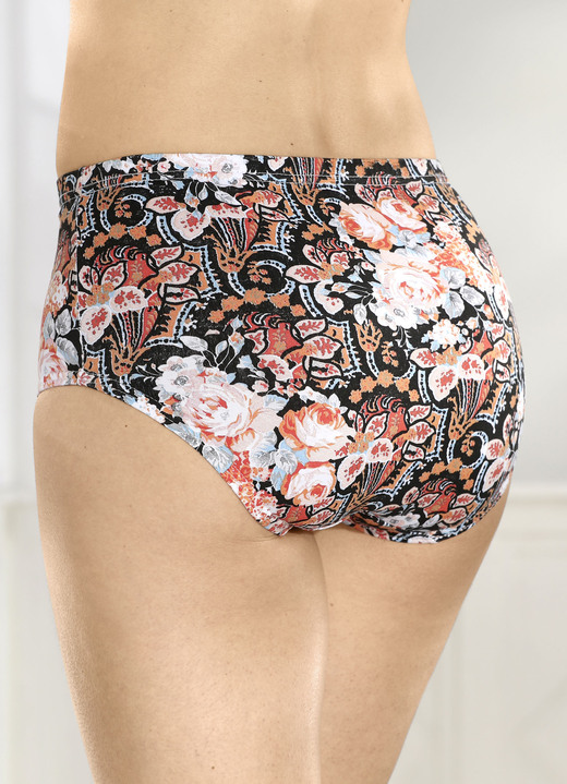 Slips - Viererpack Slips mit Gummizug im Bund, in Größe 038 bis 056, in Farbe SCHWARZ-APRICOT-BLEU Ansicht 2