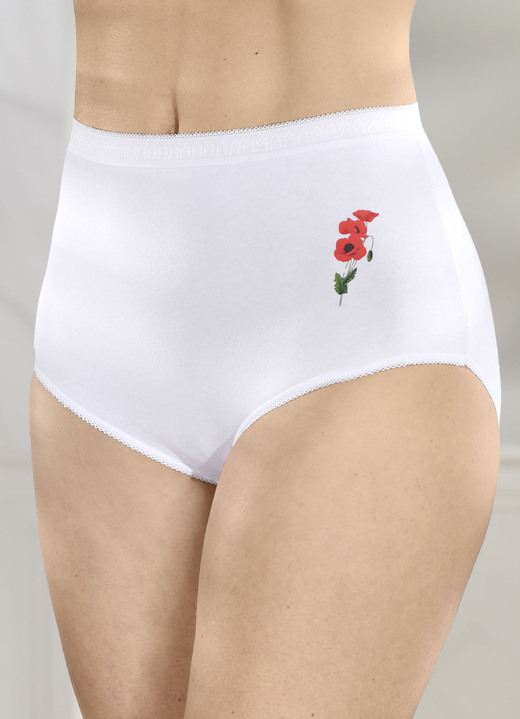 - Fünferpack Slips mit Blumenmotiv, in Größe 040 bis 060, in Farbe 5X WEISS Ansicht 1