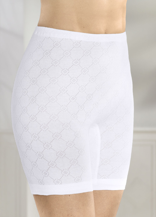 Slips - Viererpack Schlüpfer mit Jacquard-Dessin, in Größe 040 bis 054, in Farbe WEISS Ansicht 1