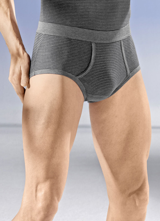 Unterwäsche - Sechserpack Slips mit Softbund, in Größe 005 bis 010, in Farbe 3X BLAU MELIERT-MARINE, 3X ANTHRAZIT MELIERT-SCHWARZ Ansicht 2