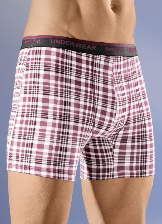 Unterwäsche - Viererpack Pants mit Elastikbund, in Größe 004 bis 010, in Farbe 2X MARINE-WEISS-BORDEAUX, 2X BORDEAUX-WEISS-SCHWAR Ansicht 2