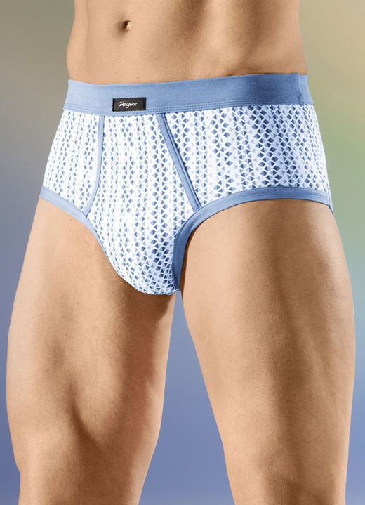 Unterwäsche - Viererpack Slips mit Softbund, in Größe 005 bis 011, in Farbe 2X GRÜN-WEISS, 2X JEANSBLAU-WEISS Ansicht 2