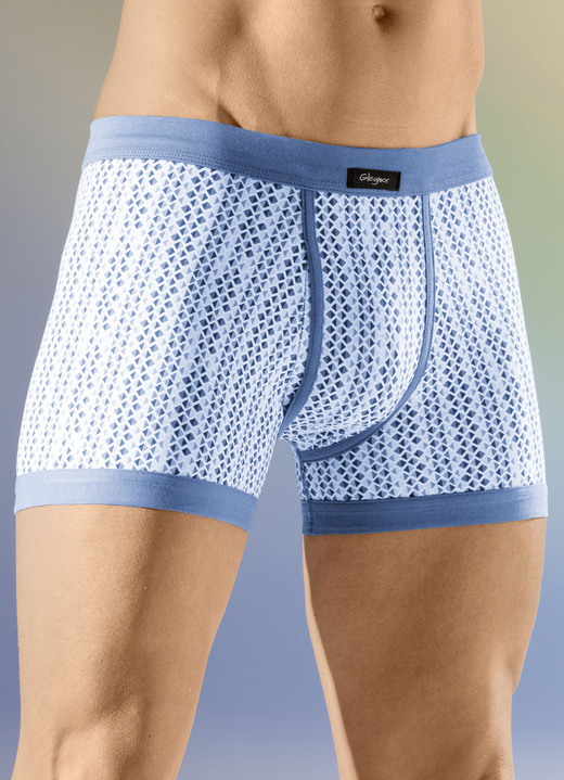 Unterwäsche - Viererpack Unterhosen mit Softbund, in Größe 005 bis 011, in Farbe 2X GRÜN-WEISS, 2X JEANSBLAU-WEISS Ansicht 2