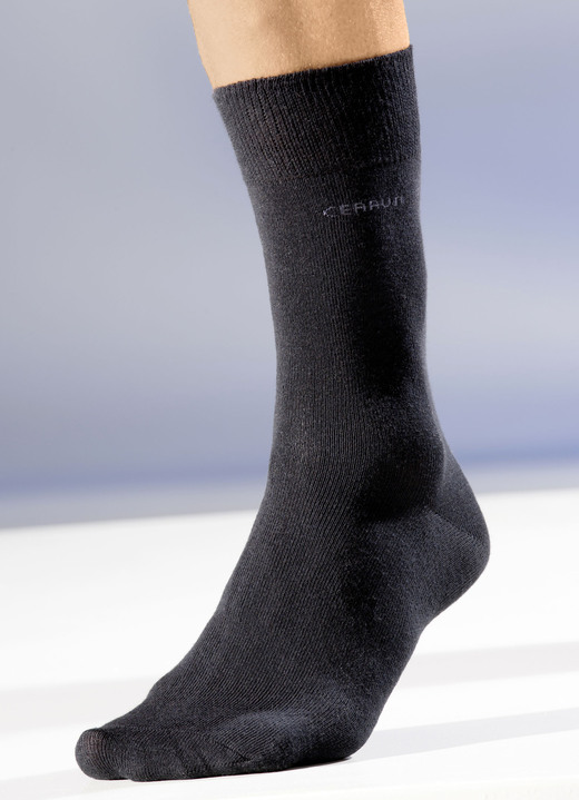 Unterwäsche - Sechserpack Socken mit gedoppeltem Komfortbund Unterwäsche - Sechserpack Socken mit gedoppeltem Komfortbund, in Größe 001 (Schuhgröße 39-42) bis 002 (Schuhgröße 43-46), in Farbe 6X SCHWARZ